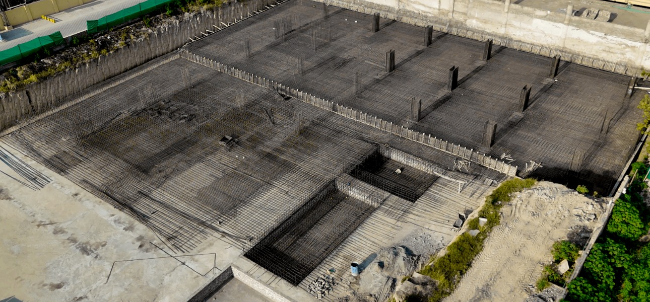 lean concrete and raft steel
